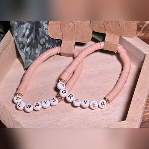 Pink Beaded Bracelet Set with Gold Accents